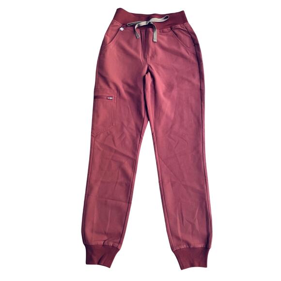FIGS Zamora Scrub Pants High Waisted Jogger Dark Cherry Size XXS NEW - Picture 2 of 8